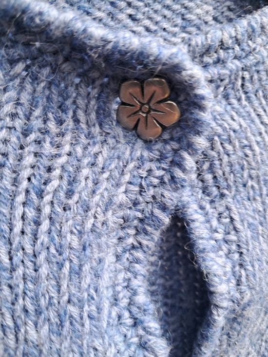 Northern Reflections Sweaters - Northern Reflections Light Blue Knit Cardigan with Floral Button